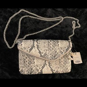 New Francesca’s Faux Leather Snakeskin Chain Purse